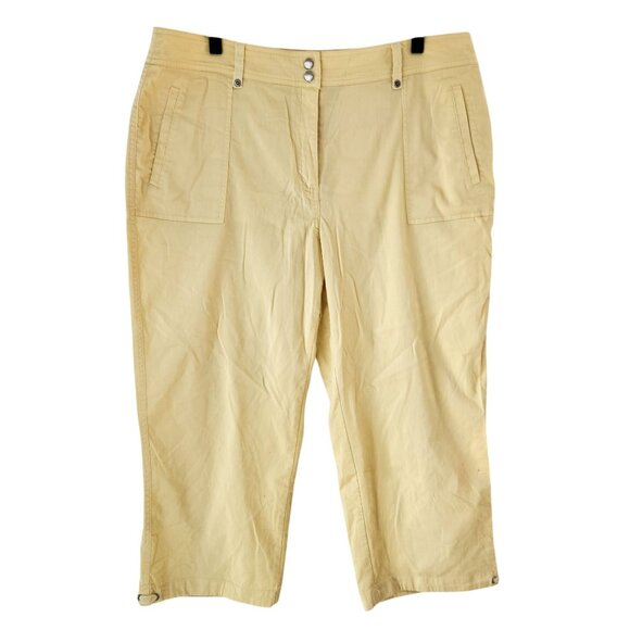 Chico's Yellow Cropped Pants Hiking Spring Summer Cotton Straight Leg XL/16 - Picture 1 of 6